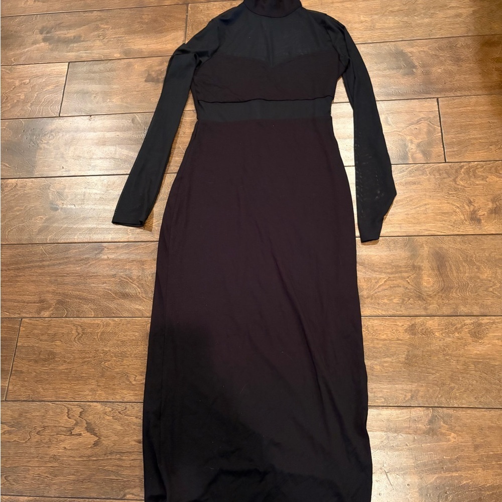 Elegant Black Sheer Mesh Sleeve Dress by Petal and Pup - Picture 6 of 6